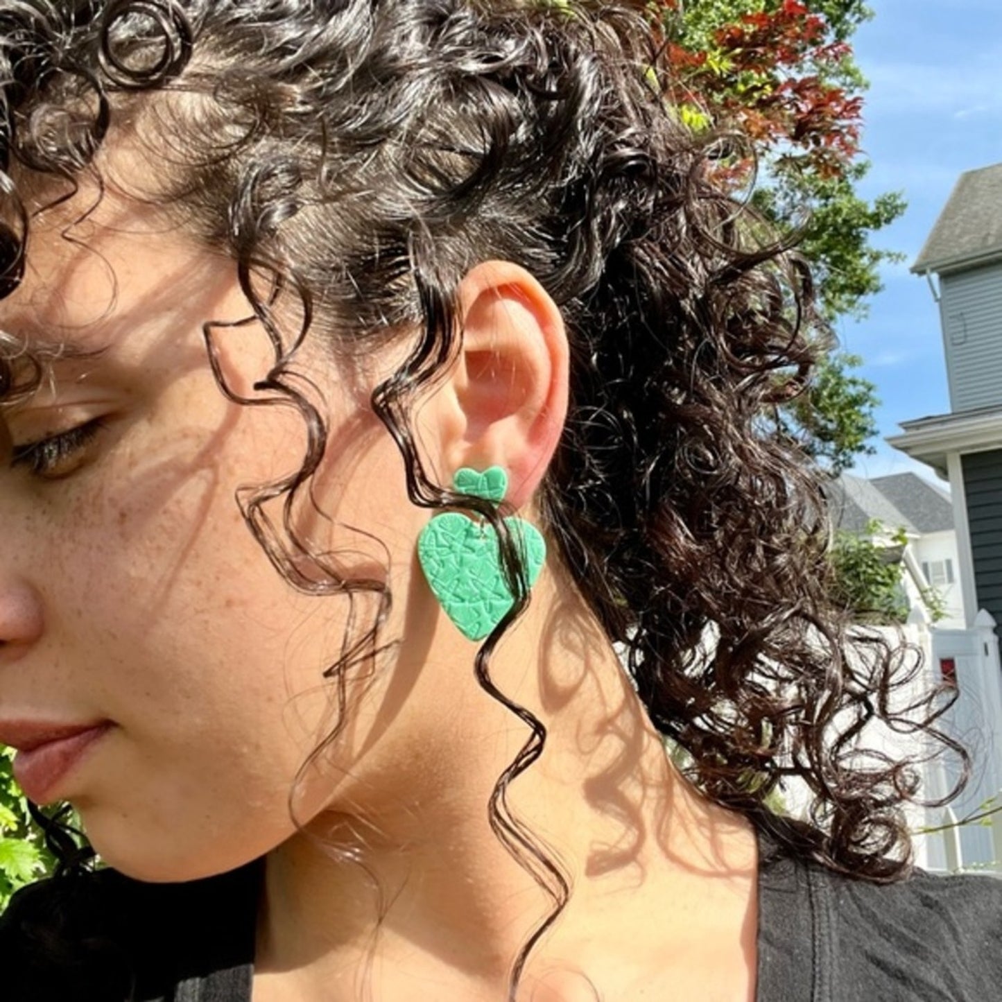 Summer Lovin’ Polymer Clay Earrings Sea Shell Handcrafted Dangle Heart