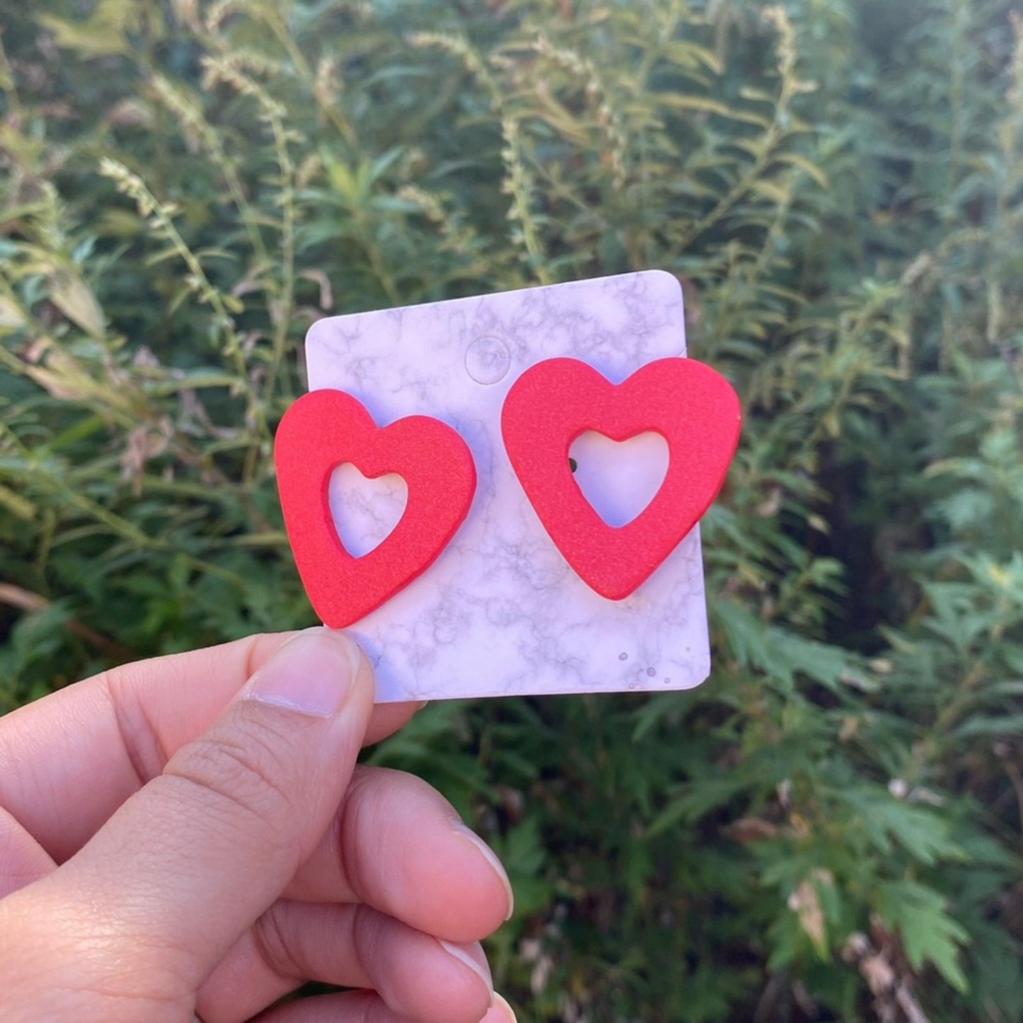 Red Open Heart Polymer Clay Studs