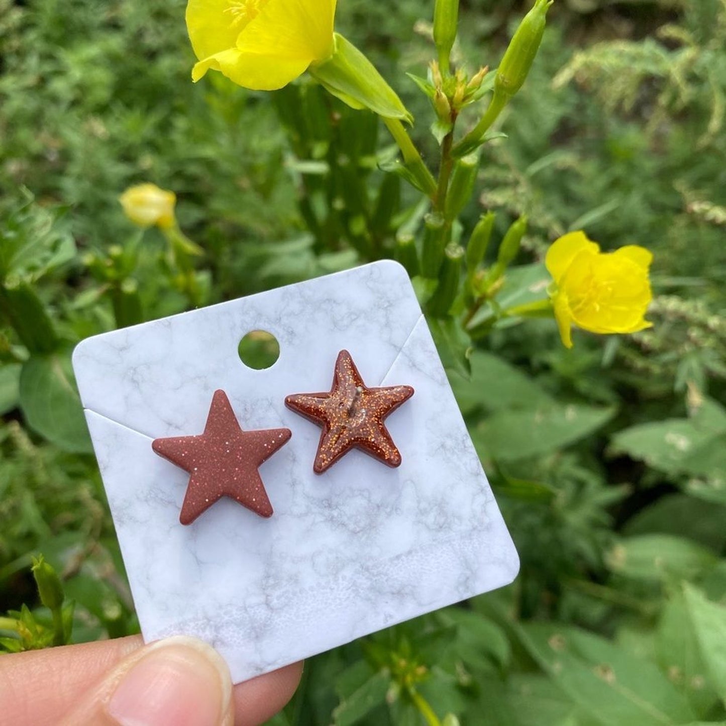 Maroon Small Star Polymer Clay Handmade Stud Earrings