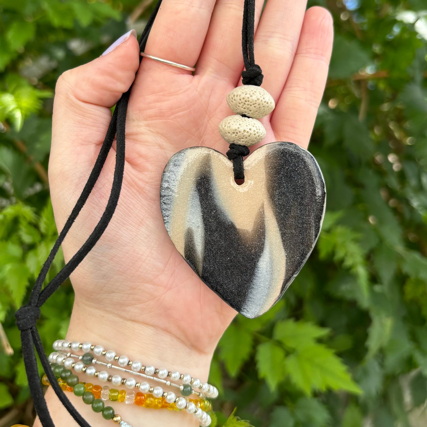 Marbled Heart Clay Car Essential Oil Diffuser Home Ornament & Hanging Decoration