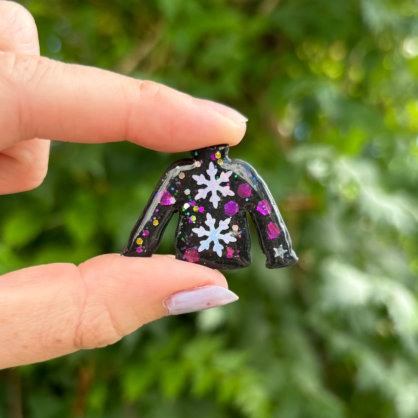 Ugly Sweater Black Polymer Clay Magnet Handmade Decor