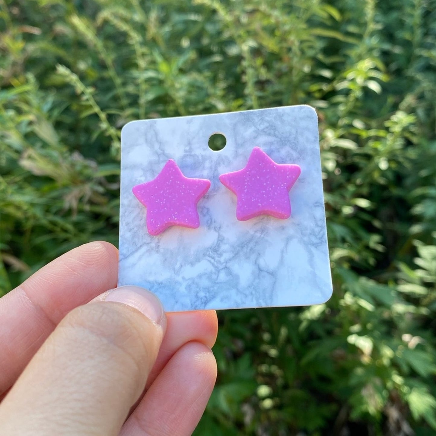 Pink Star Polymer Clay Studs